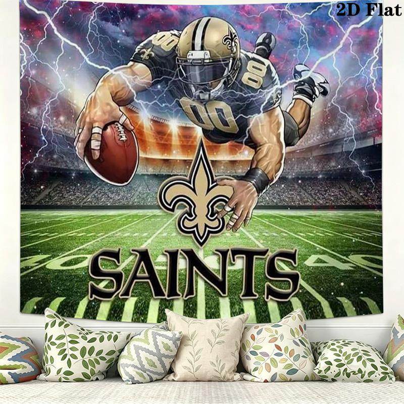 New Orleans Saints Logo Wall Tapestry Aesthetic Wall Hanging Printed Fabric Blanket Decorative Tapestries for Bedroom Living Room Home Decor