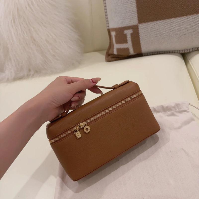 Gigi Style Genuine Leather Lunch Box Handbag - Litchi Grain Cowhide Shoulder Bag for Women