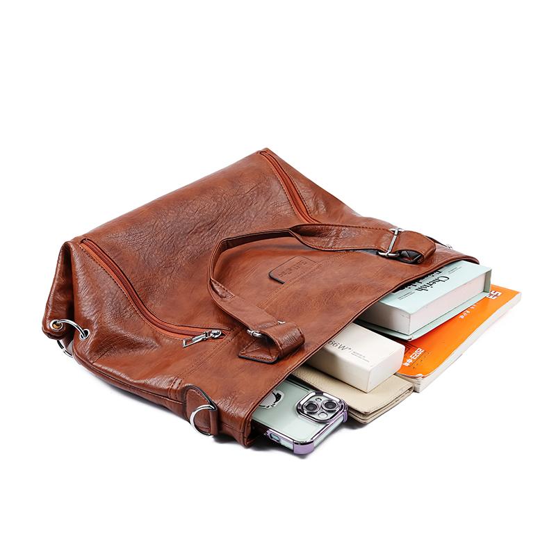 Soft Leather Handbag Women's Shoulder Crossbody Bag Large Capacity Tote Bag Mother's Bag