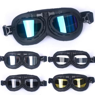 Motorcycle Retro Harley Riding Goggles Mountaineering Glasses Windproof Waterproof Black Frame Retro Pilot Goggles