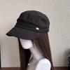 Retro Yamamoto style thin breathable washed linen pleated design octagonal hat temperament show face small equestrian hat