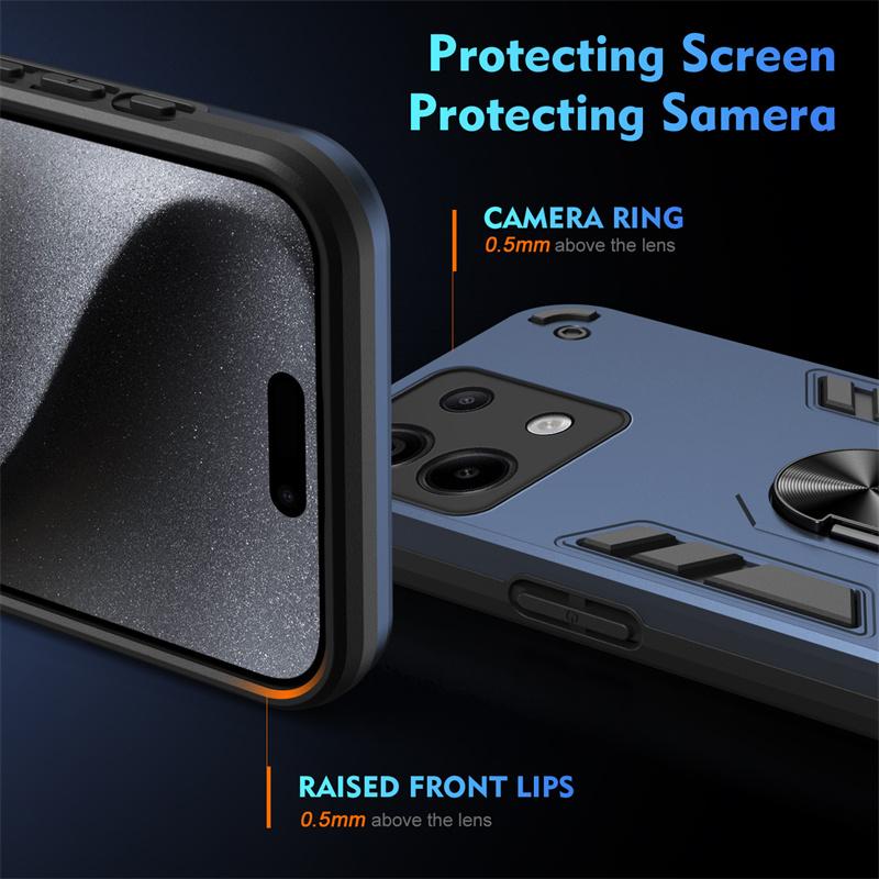 Armor Magnetic Holder Ring Case For Xiaomi Redmi Note 13 Pro 5G 4G Note13 Pro Plus 13C Camera Lens Protect Shockproof Back Cover