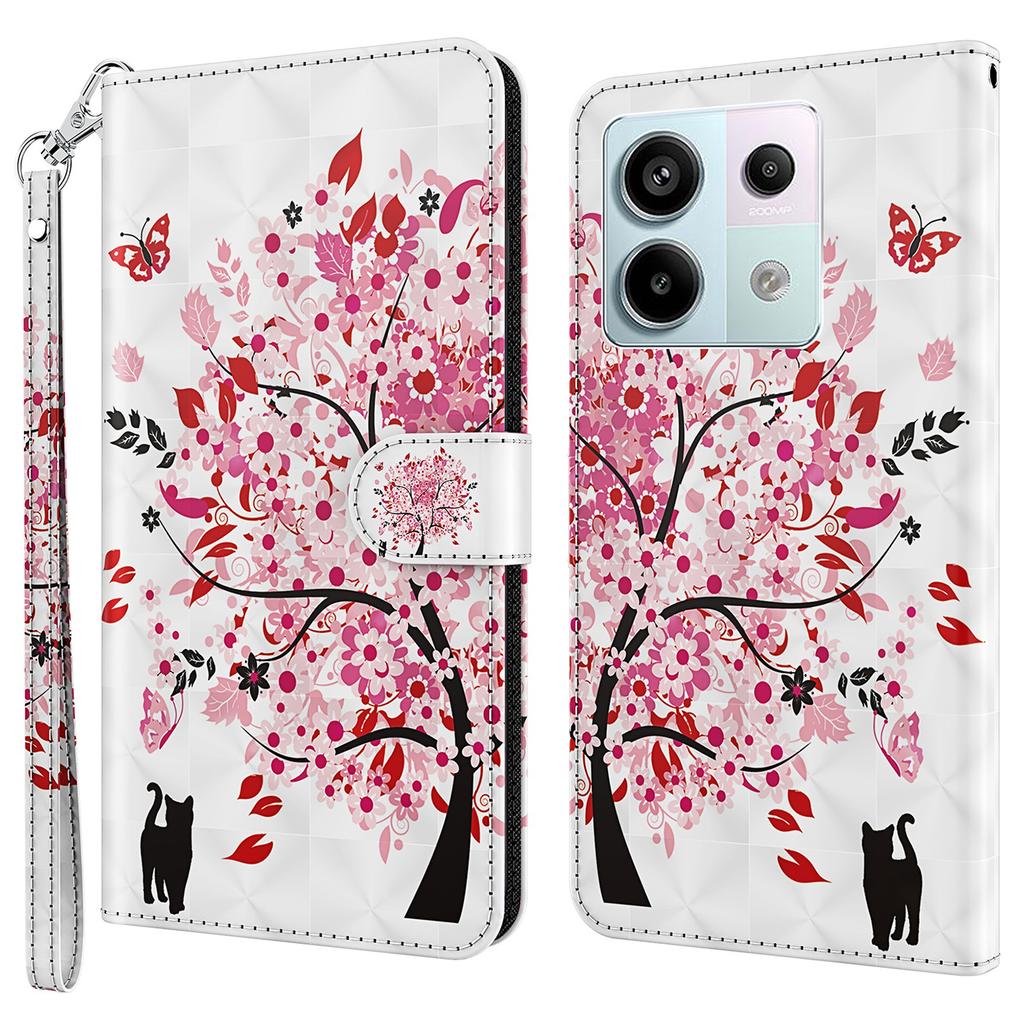 For Xiaomi Redmi Note 13 Pro 5G/Poco X6 5G Case with Hand Strap 3D Pattern Printing Leather Phone Cover