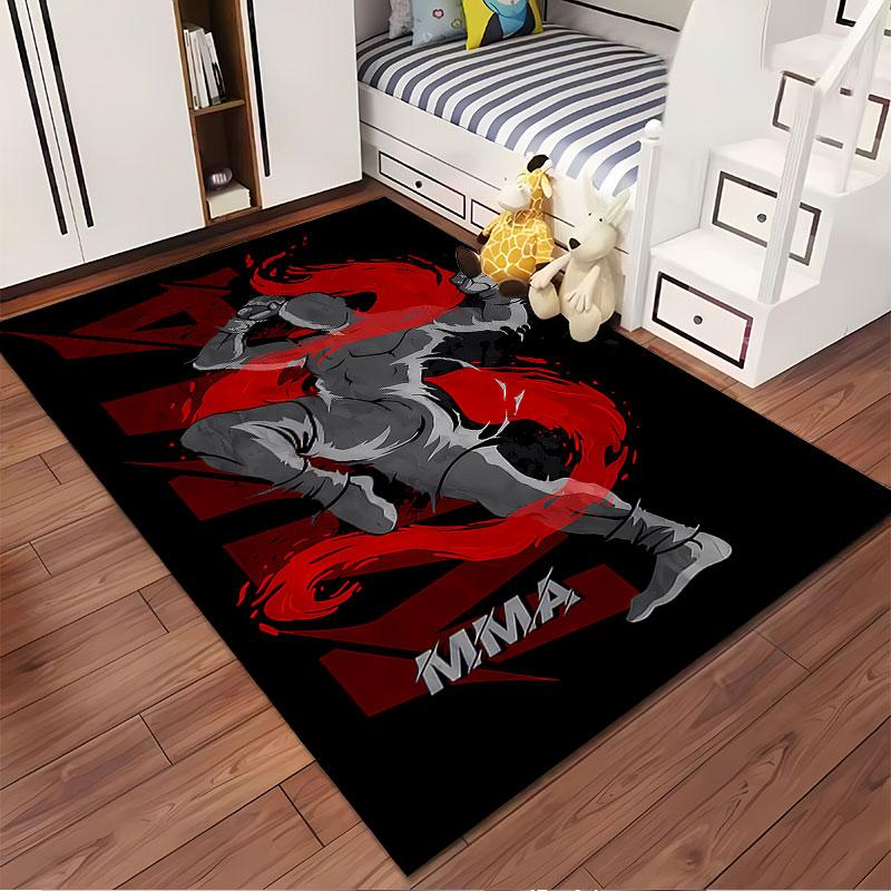 MMA Fighter Kick Red Flames suitable as a non-slip mat for the living room or bedroom sofa