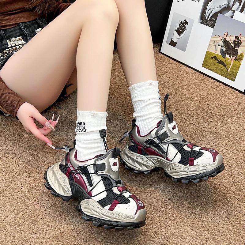 Fashion Designer Women's Sneakers 2024 Autumn New Trendy Contrasting Color Casual Student Shoes Fashion Versatile Lady Platform Shoes