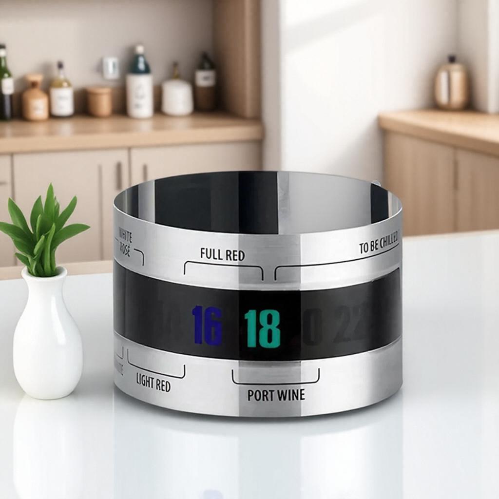 Stainless Steel Wine Thermometer Clip LCD Display Bar Tool for Champagne and Wine Temperature 4 to 24 Degrees Celsius