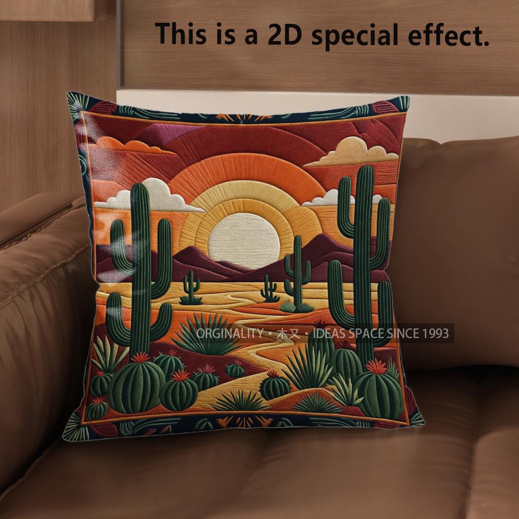 2D Desert Sunset Boho Throw Pillow Covers** Pattern Cushion Cover Suitable For Sofa Bedroom Car Pillow Cover