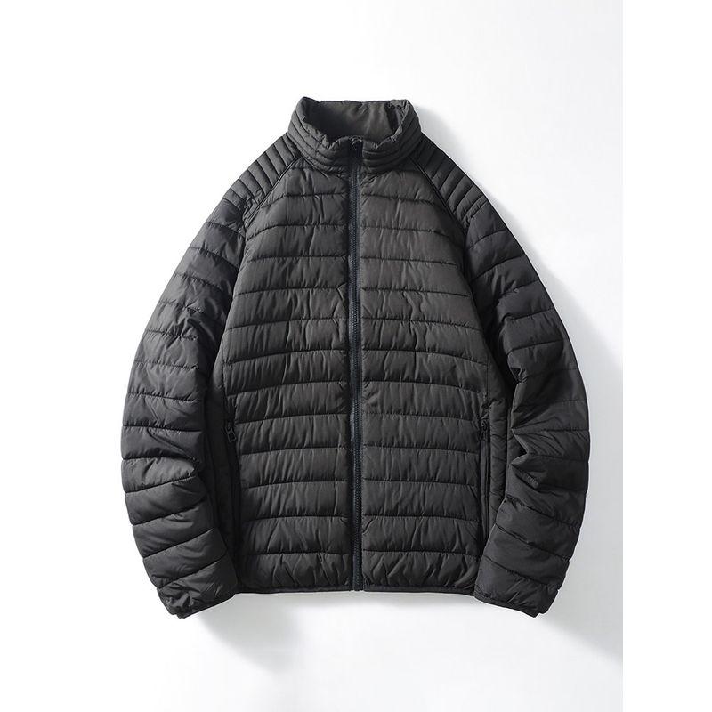 Tail Single Cotton-Padded Coat Men s Autumn and Winter Waterproof Stand Collar Jacket Rib Cotton-Padded Coat Export Men s Outfit Cotton Jacket Outwear Black XL