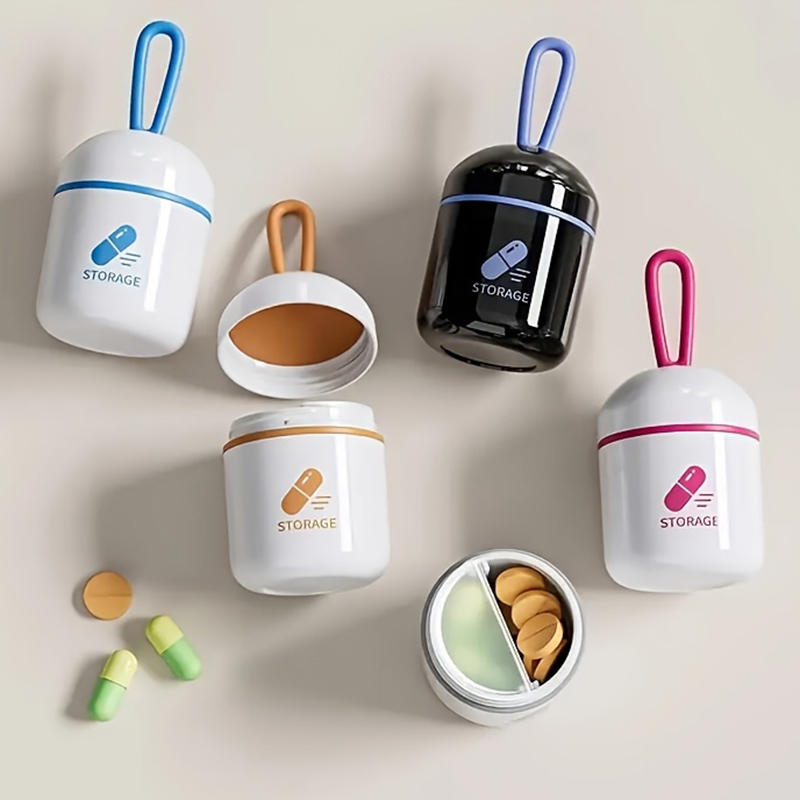 Portable Compartment Pill Organizer Tiny Travel Medicine Case with Handle Compact Lightweight for Pills Vitamins Capsules