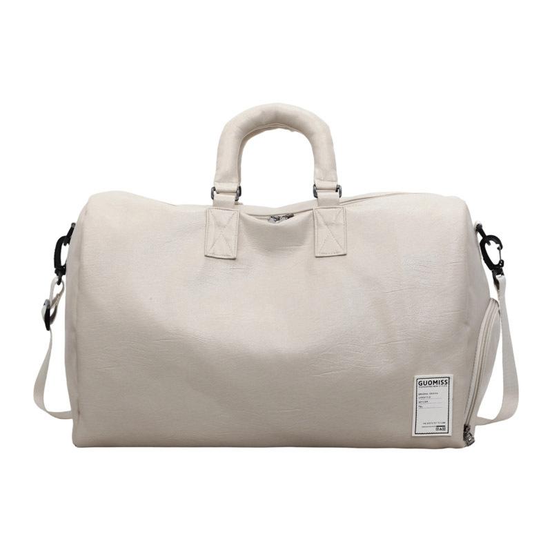 Leather Duffel Bag with Top Handle and Adjustable Shoulder Strap Classic Travel and Weekend Bag бежевый