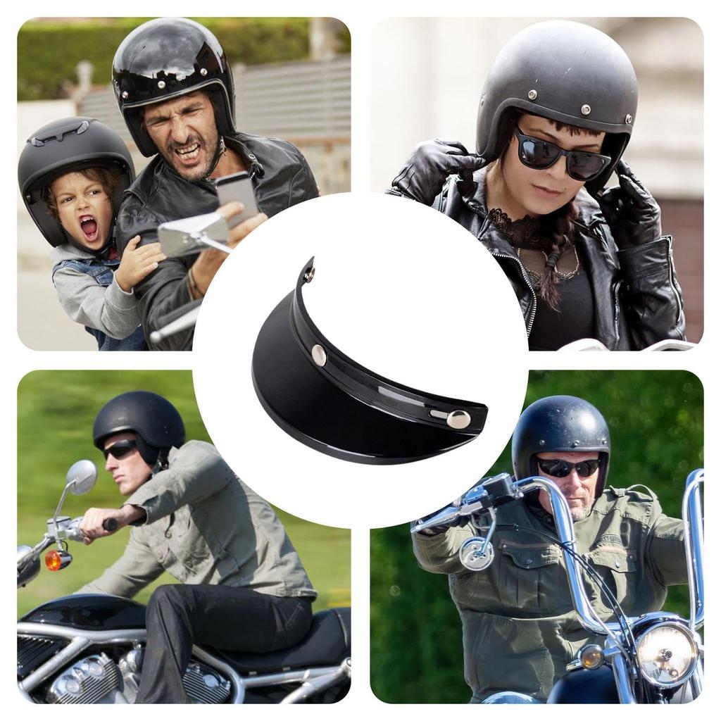 Motorcycle Face Shield, Motorcycle Sun Visor - 3 Clip Design Helmet Sun Visor, Retro