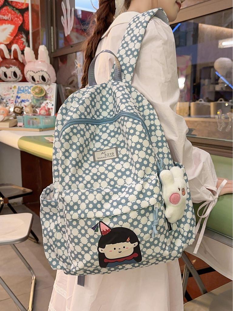 New Cute Cartoon Printed Student Backpack: Lightweight, Durable, Large Capacity Shoulder Bag for Casual Travel & School