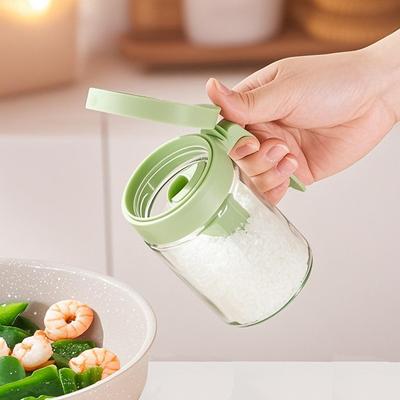 Kitchen Moisture-Proof Seasoning Jar Glass Salt Container Spice Bottle With Spoon Separation Household Seasoning Can