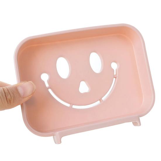 Soap Holder Hollow Smile Face Thicken PP Self-Adhesive Wall Mounted Self Draining Soap Holder for Bathroom