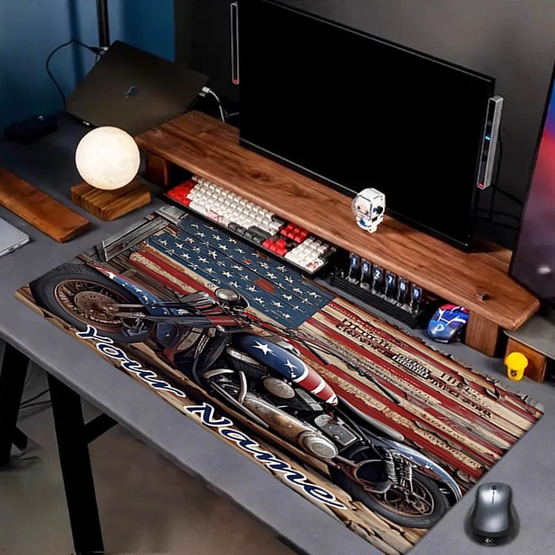 1PC Custom Name Rustic Motorcycle Americana Mouse pad, keyboard and mouse desk pad, for computer notebook Birthday Gift For Any Room Or Office
