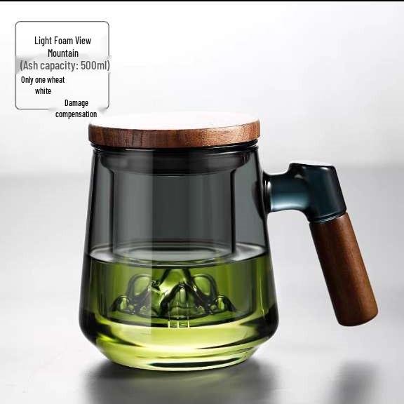 Guanshan High-End Glass Tea Cup Set: Three-Piece Water & Tea Separator with Filter