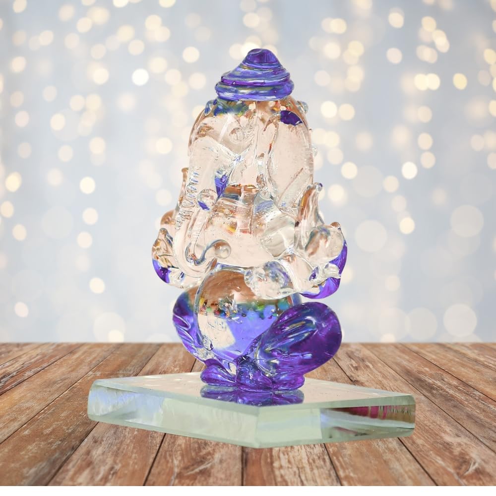 TreegoArt Crystal Glass Ganesha Idol Ganesha Statue Figurine Decorative Showpiece for Home Decor- 2.5 Inches