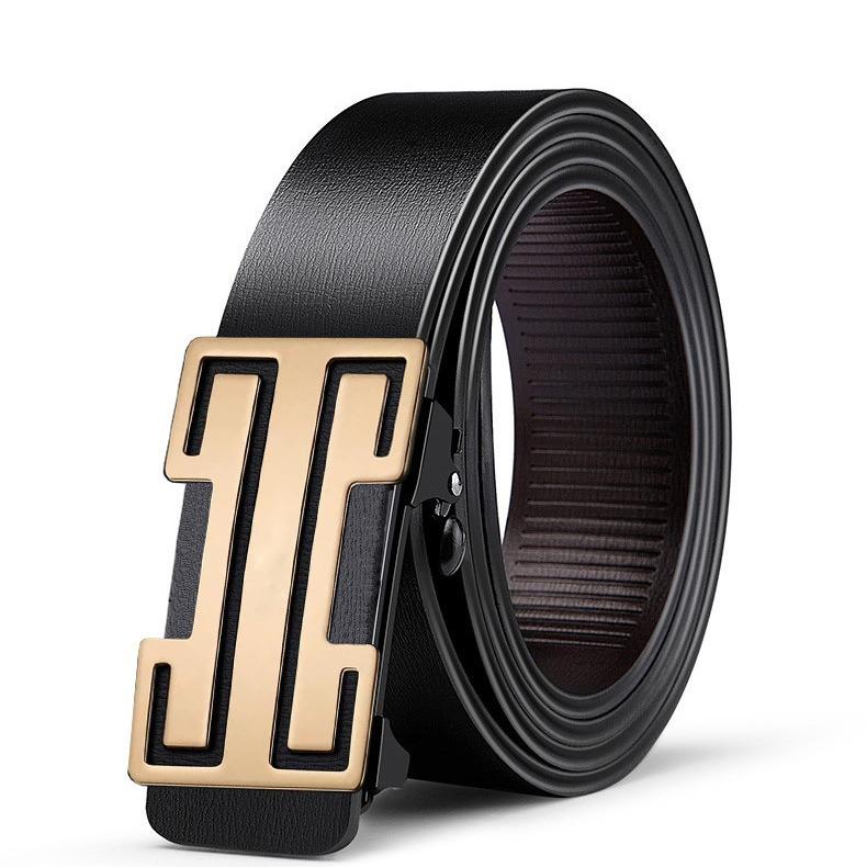 Men's Fashionable and Versatile Toothless Automatic Buckle Belt Trendy and Personalized Young People's Cowhide Inner Wear Belt