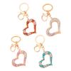Keychain Pendant 3D Cartoon Heart Design Colorful Rhinestones Inlaid Key Chain with Lobster Clasp Key Ring Bags Accessories