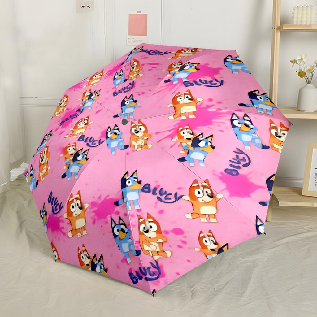 Bluey Friends Outdoor Automatic Umbrella Compact 8-Rib Lightweight Sturdy Construction All-Season Umbrella for Travel Fashion Lovers