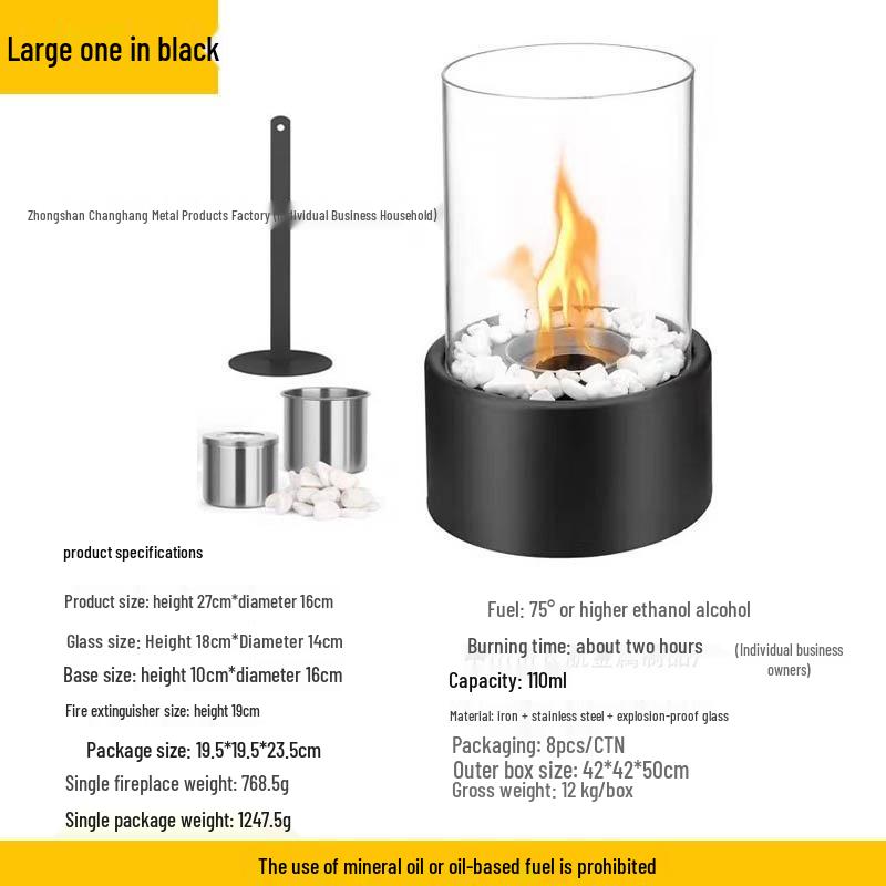 Portable Round Ethanol Fireplace: Small Indoor Tabletop Fire Stove for Bar Atmosphere