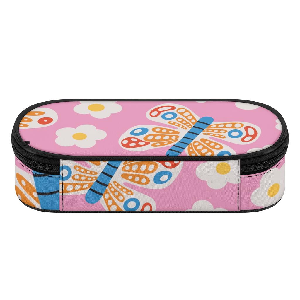 Pen Case 300D Polyester Printed Large Capacity Zipper Closure with Main Compartment Mesh Pocket and Pen Slots for Daily School Use