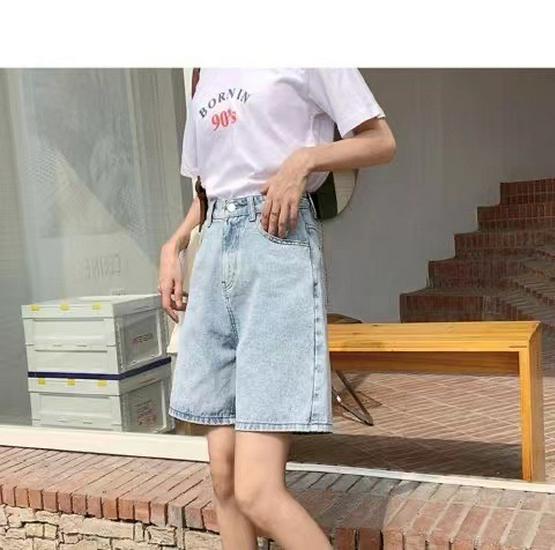 Hoge Taille Zomerse Losse Denim A-lijn Shorts voor Dames, Wijde Pijpen, Slankmakend Middellang.