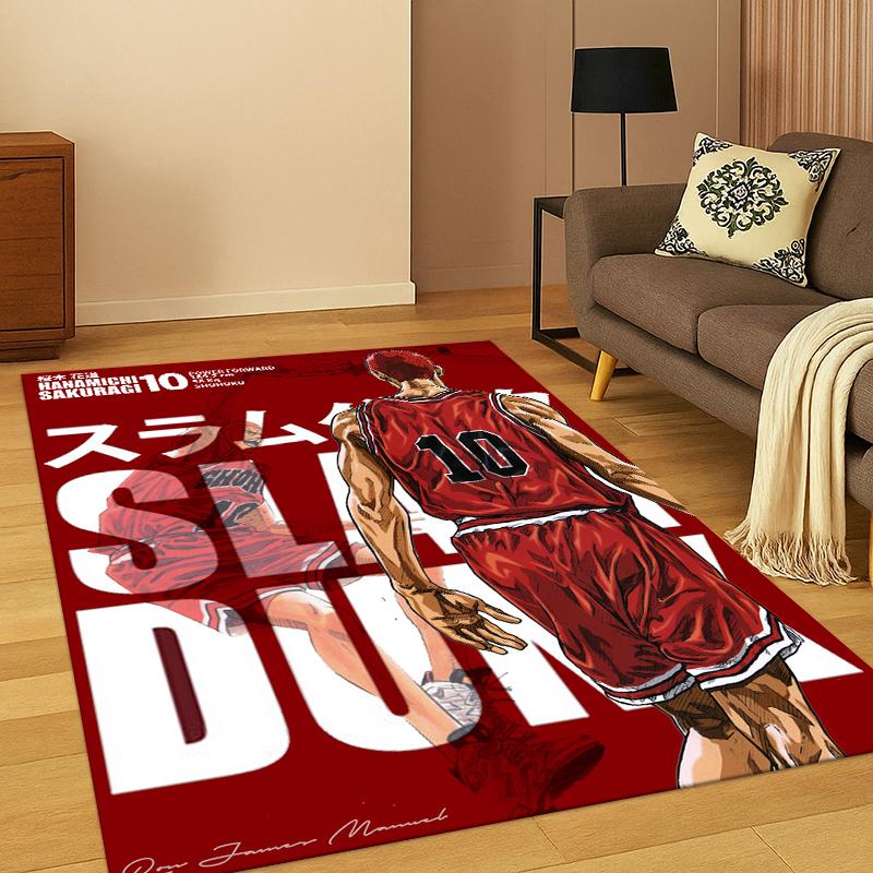 Cartoon Slam Dunk Basketball Anime Carpet Rug for Bedroom Living Room Sofa Playroom Doormat Home Decor,Kid Area Rug Non-slip