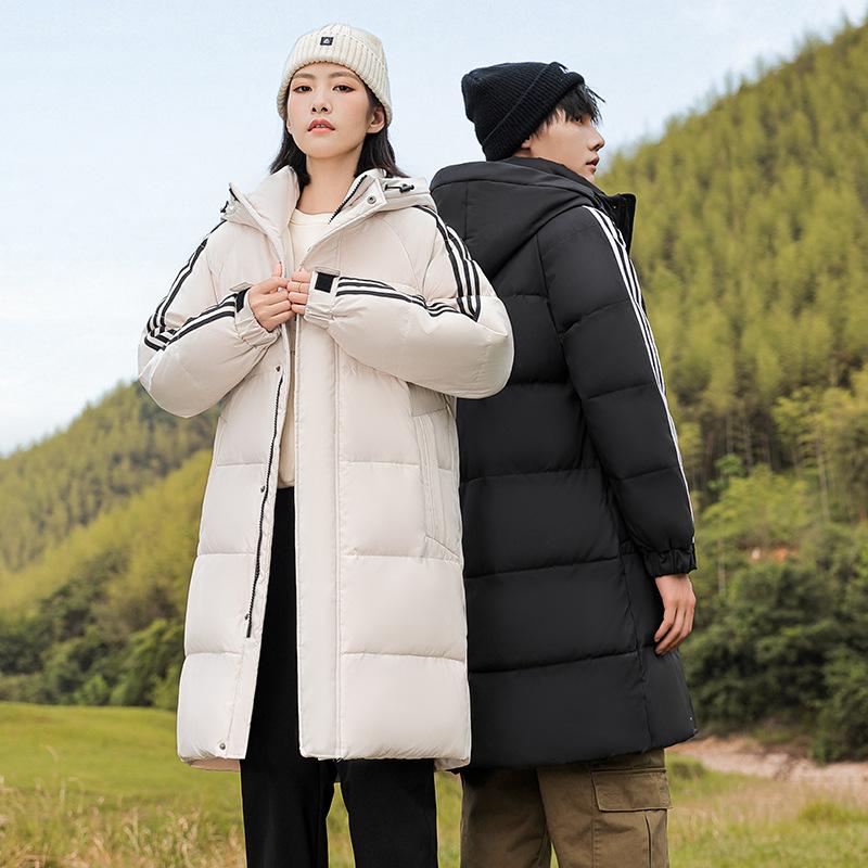 Пуховик средней длины мужской зимняя с капюшоном утолщенная новая молодежная теплая — фото 4