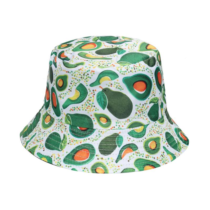 Unisex Vegetables Fruits Print Bucket Hats For Women Girls Summer Double-Sided Foldable Panama Sun Hat Fruit Bob Fisherman Caps