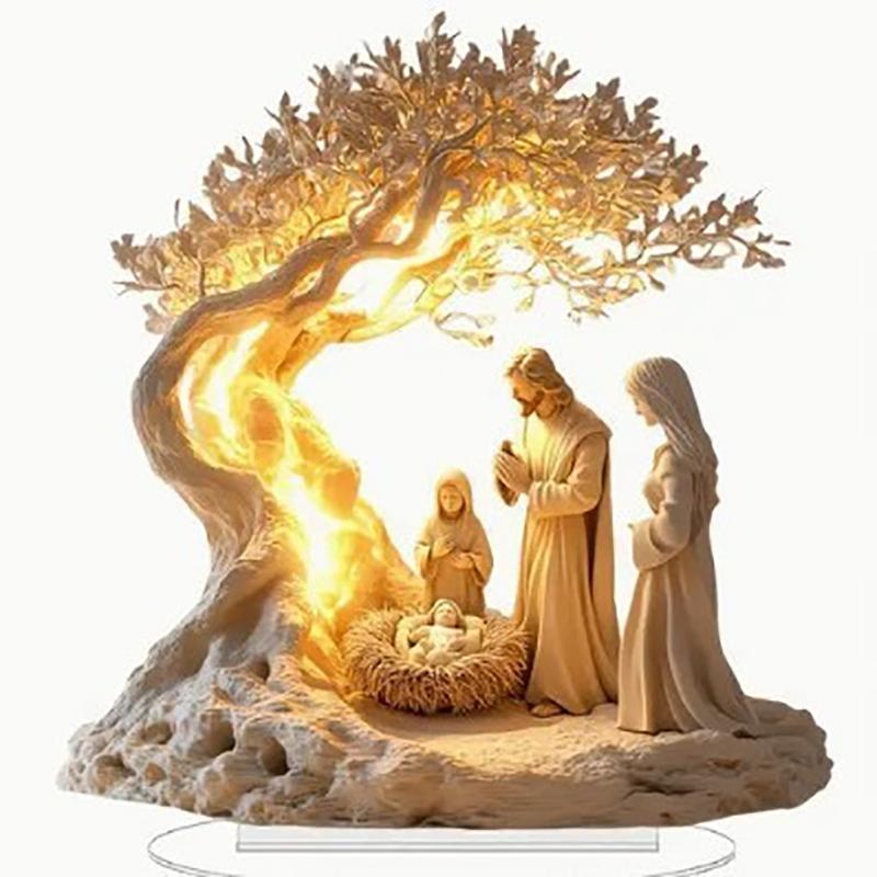 2026 New Nativity Jesus Birth Scene Xmas Table Centerpiece Accessory 2D Flat Acrylic for Home Office Decoration Party Ornment