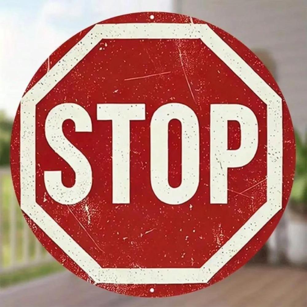 Vintage Metall Stop Schild Wanddeko Geschenk 8 Zoll Rund Retro Café Bar Kunst