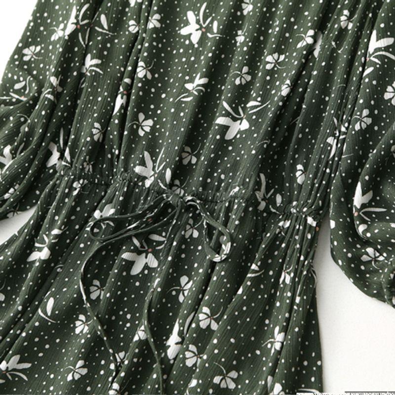 Recommend ~ Export Export French Romantic Floral V Neck Viscose Dress Soft Breathable Cinched Plus Size Women's Clothing