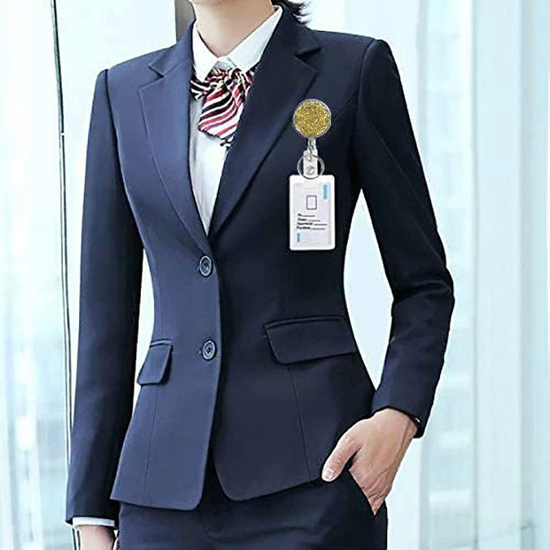 Glitter Epoxy Resin Rotating Retractable Keychain Badge Reel with Sequins Cute Creative Office ID Card Holder Strap