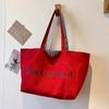 New Red Letter Casual Striped Large Capaci Tote Bag Women's 2026 New Fai Commuter Oulder Bag for Class Handheld Canvas Bag