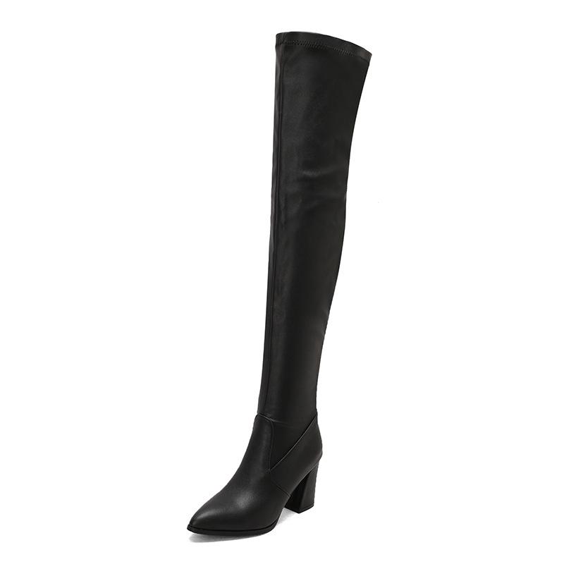 Stivali Elastici da Cavaliere Donna Manica Sopra il Ginocchio Stivali Spessi Suola Spessa Stivali con Tacco Alto 40-50 Taglie Grandi