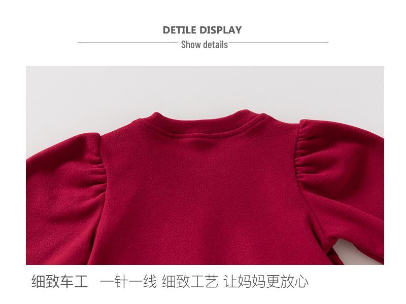 Wine Red Baby Girl Thermal Fleece Onesie: Autumn/Winter Crawling Suit Gift for 100-Day Celebration