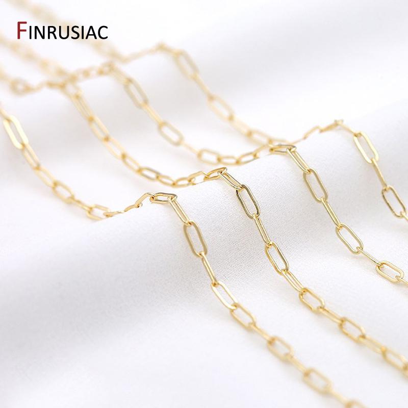 Multi Styles 14K Gold Plated Brass Necklace Chain Bulk for Jewelry Making Findings,DIY Jewelry Making Components Wholesale