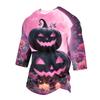 Men's Casual Halloween Printed Crew Neck Three Quarter Sleeve T Shirt with Pumpkin Graphic Loose Fit Comfortable Top