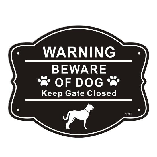 Beware of Dog Sign for Fence Aluminum Alloy Yard Keep Gate Closed Sign Fade Resistant Weatherproof Warning Sign for Door Gate Fence