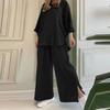 Women's Two-piece Long-sleeved Shirt Solid Color Pants Wide-leg Suit