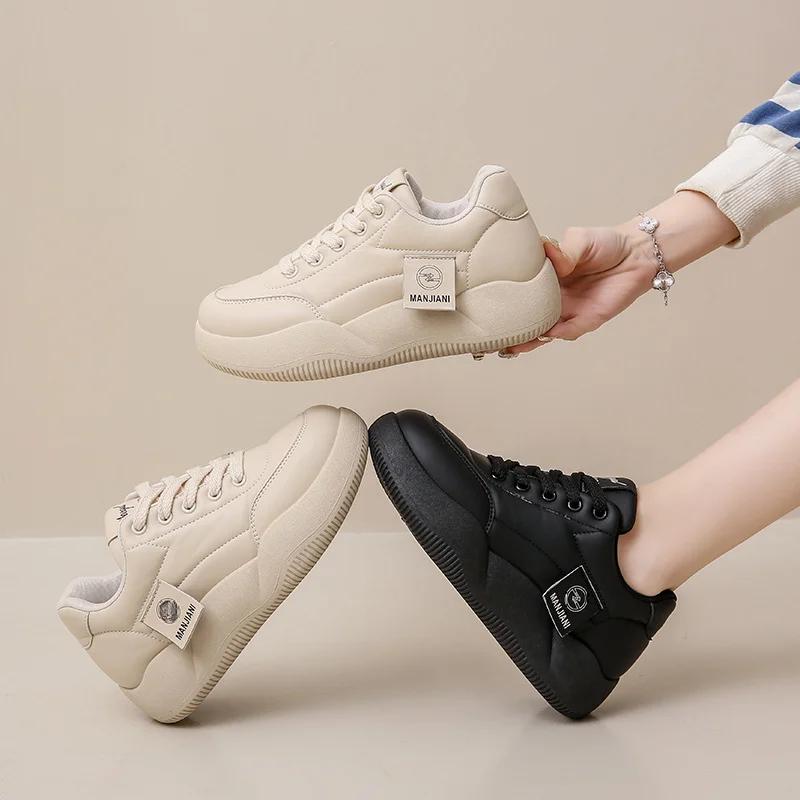 Fashion SYTK Women's Versatile Thick Bottom Bread Shoes Spring/autumn Casual Trendy Student Shoes Skateboard Spring 2024 New Style