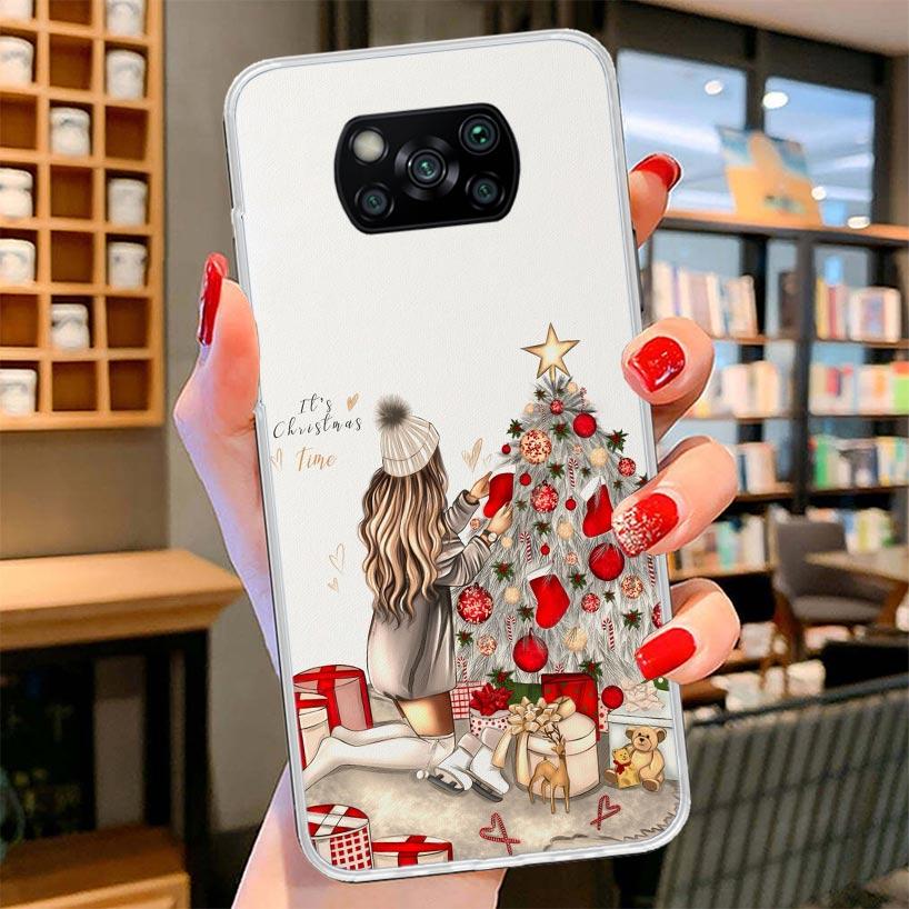 Christmas Girls Tree Gift Cover Phone Case For Xiaomi Poco F7 Ultra X7 X6 X5 Pro M7 Redmi 15C 15 13C 13 12C 12 10C 10 9A 9C 9T 9