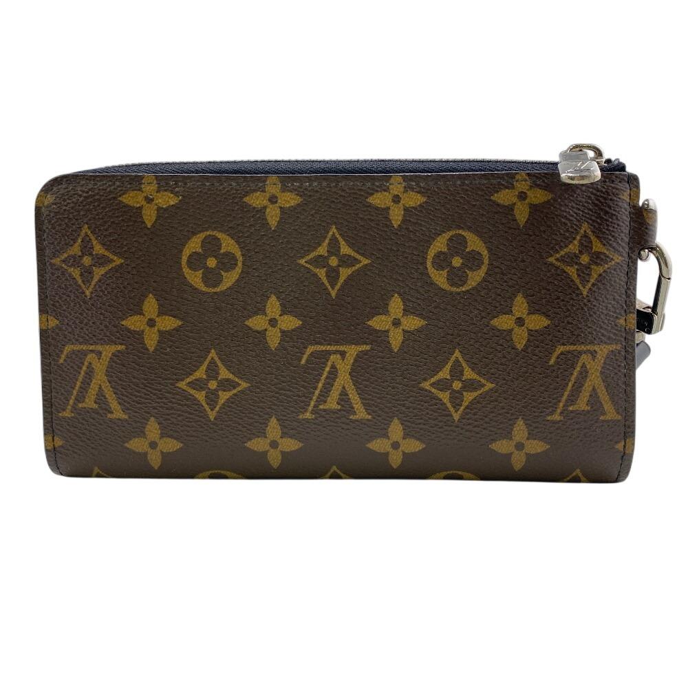 LOUIS VUITTON M69407 L-shaped zipper with strap Monogram macacer leather Zippy Dragonne Purse Brown leather mens Used