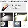 Kairiyard 3Inch LED Motorcycle Driving Lights 60W 6000K Auxiliary Spotlights With DRL/Angel Eye Off Road Light Pod 6000Lm LED Fog Work Light For
