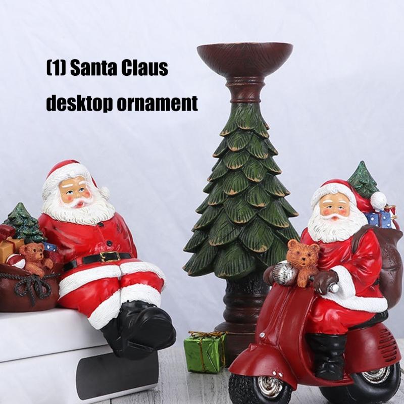 Christmas Figurine Figure Decors Resin Santa Clauses Statue Christmas Decorative Figurine Table Centerpieces for Holiday