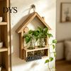 Hanging Glass Vase Wooden Wall Propagation Planter, Mounted Planter with Clear Tubes for Hydroponic Plant Holder Plants, Display Shelf Living