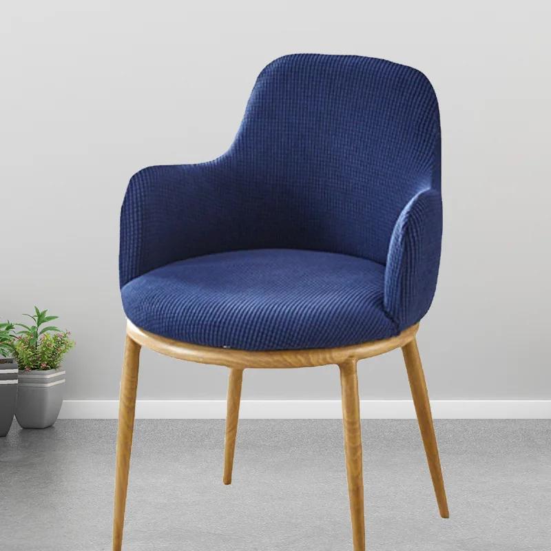Solid Color High Arm Chair Cover Stretch Dining Chair Slipcover Fundas Para Sillas Makeup Spandex Round Bottom Chair Covers