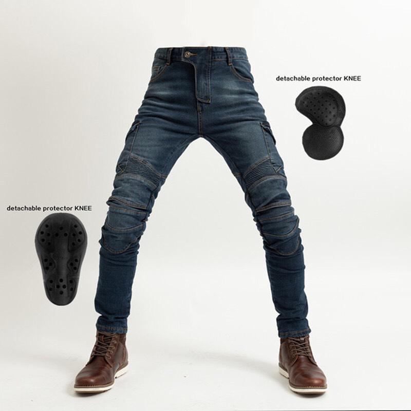 Four-Season Motorcycle Riding Pants - Military Green/Black, Anti-Fall, Slim Fit Jeans