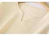 Women's 100% Wool V-Neck Lace Knit Pullover - Long Sleeve, Solid Color, Loose Fit Sweater for Autumn/Winter